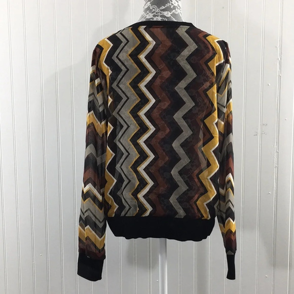 Missoni‎ Target Black Yellow Chevron Print Long Sleeve Top - Picture 3 of 11